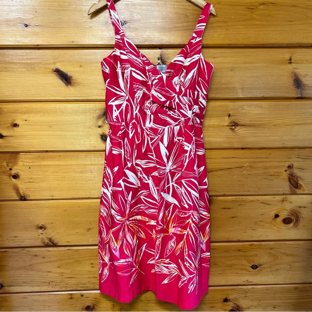 Floral Red and White Women's fit and flare Sleeveless Midi Dress 14